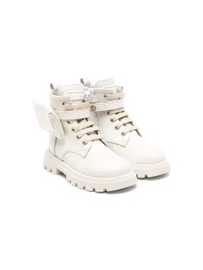 Monnalisa Kids' Pocket-detail Leather Boots In Neutrals