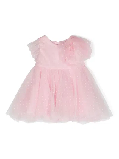 Monnalisa Babies' Point D'esprit Flared Dress In Pink
