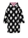 Monnalisa Polka Dot Boiled Wool Coat In Black + Cream