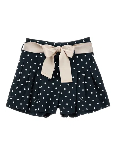 Monnalisa Kids' Polka-dot Bow Shorts In Blue