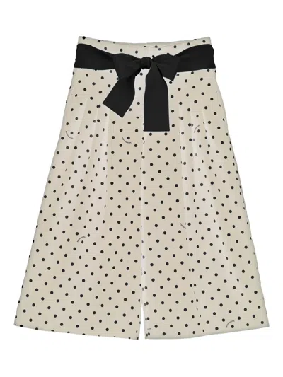 Monnalisa Kids' Polka-dot Bow Trousers In Neutral