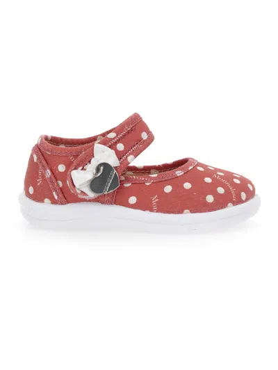 Monnalisa Kids' Ballerinas Aus Gepunktetem Canvas In Red