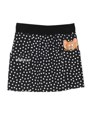 Monnalisa Polka-dot Cartoon-print Skirt In Black