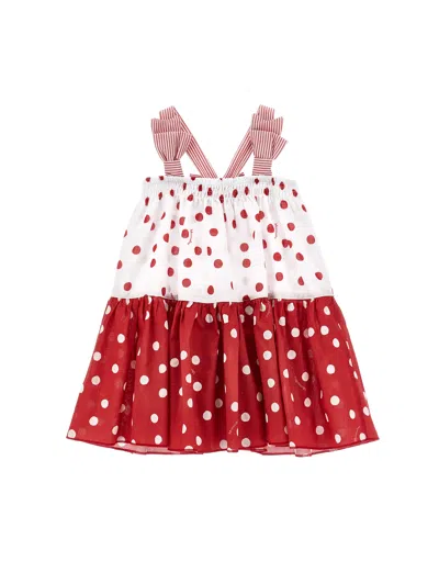 Monnalisa Kids'   Polka Dot Cotton Dress In Red
