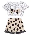 Monnalisa Muslin Beach Set In Bianco+nero