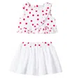Monnalisa Polka-dot Cotton Top And Skirt Set In White