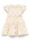 Monnalisa Polka Dot Dress In Gold