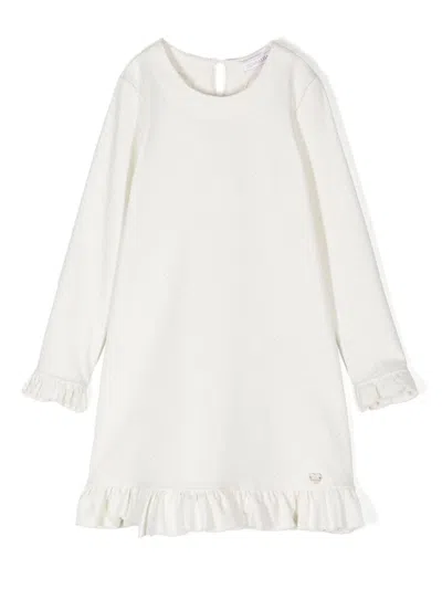 Monnalisa Kids' Polka-dot Dress In Neutrals