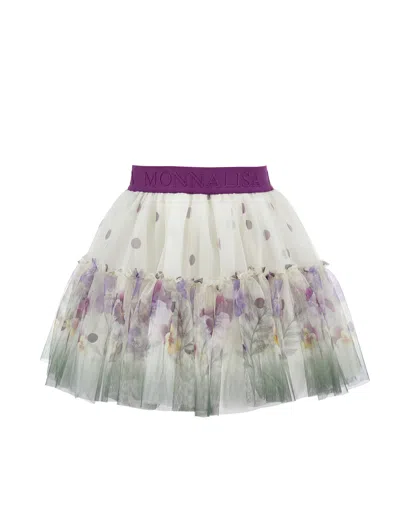 Monnalisa Babies'  Polka Dot Flower Tutu Skirt In Multi