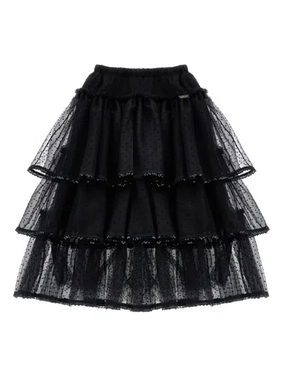 Monnalisa Kids' Polka Dot-jacquard Tutu In Black