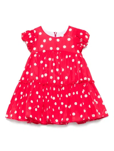 Monnalisa Babies' Polka-dot Muslin Dress In Red