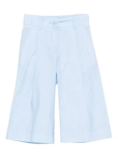 Monnalisa Kids' Polka-dot Pleated-front Trousers In Blue