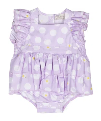 Monnalisa Polka Dot-print Cotton Dress In Purple