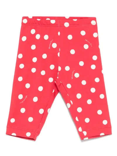 Monnalisa Babies' Polka Dot-print Jersey Leggings In Red