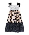 Monnalisa Polka Dot Printed Cotton Muslin Dress In Black