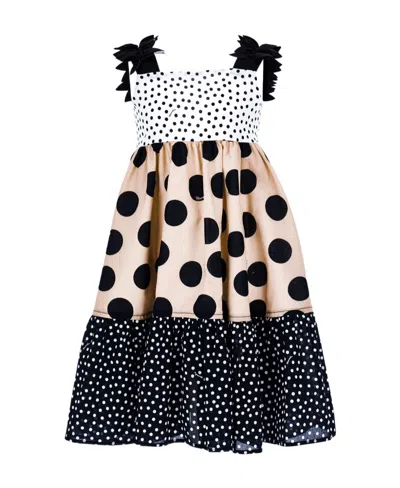 Monnalisa Kids' Polka Dot Printed Cotton Muslin Dress In Black + White