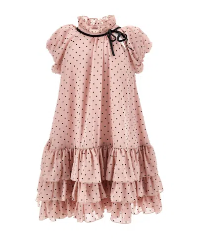 Monnalisa Kids'  Polka Dot Ruffled Dress In Red