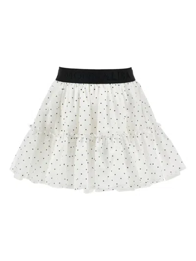 Monnalisa Kids' Polka-dot Ruffled Skirt In White