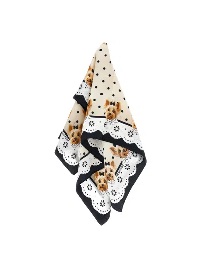 Monnalisa Kids'   Polka Dot Scarf With Dogs In Neutral