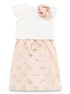 Monnalisa Polka Dot Skirt Set In Neutrals