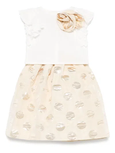 Monnalisa Kids' Polka Dot Skirt Set In White