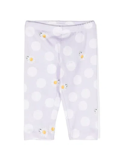 Monnalisa Babies' Polka-dot Stretch-cotton Leggins In Purple