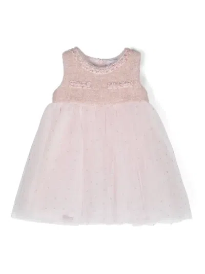 Monnalisa Babies' Polka-dot Tulle Dress In Pink