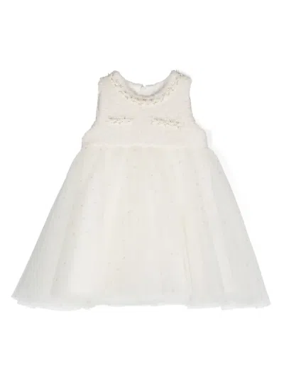 Monnalisa Babies' Polka Dot Tulle Dress In White