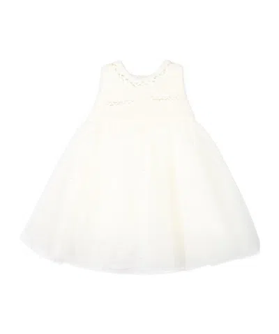 Monnalisa Polka Dot Tulle Dress In White