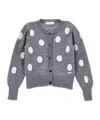 Monnalisa Polka-dot Wool Cardigan In Gray
