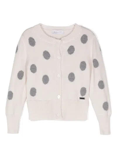 Monnalisa Kids' Polka-dot Wool Cardigan In Pink