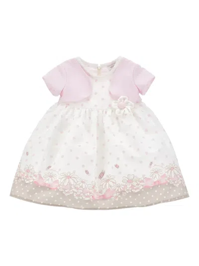 Monnalisa Babies' Polka-dot Floral Dress In Pink