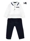 Monnalisa Polo-shirt Corduroy Trousers Set In White