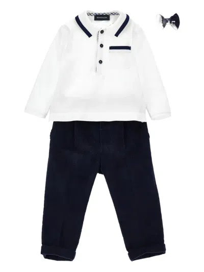 Monnalisa Babies' Polo-shirt Corduroy Trousers Set In White