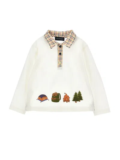 Monnalisa Babies'   Polo Shirt With Camping Prints In White
