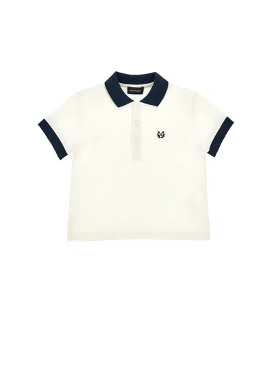 Monnalisa Babies' Embroidered Trimed Polo Shirt In White