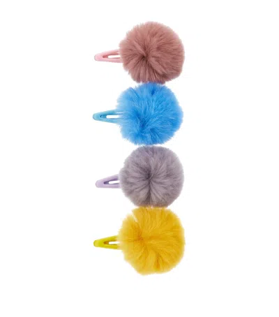 Monnalisa Kids' Pom-pom Hair Clips In Multi