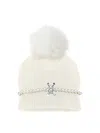 Monnalisa Pom Pom Hat And Teddy Bear In White