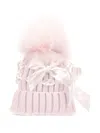 Monnalisa Pom-pom Knitted Beanie In Pink