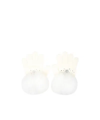 Monnalisa Pompom-embellished Gloves In White