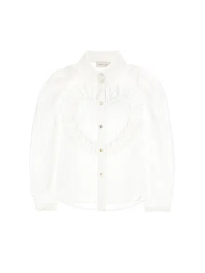 Monnalisa Kids' Ruffled-detailing Long-sleeve Shirt In White