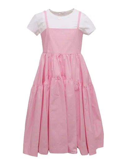 Monnalisa Kids' Popeline Dress In Pink