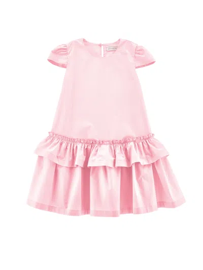 Monnalisa Kids' Popelinekleid Mit Volants In Pink