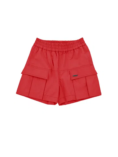 Monnalisa Poplin Cargo Bermuda Shorts In Red
