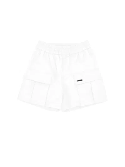 Monnalisa Poplin Cargo Bermuda Shorts In White
