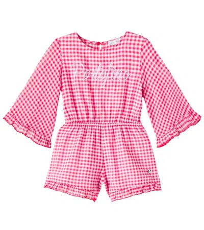 Monnalisa Kids' Portofino Vichy Mussola Playsuit In Red