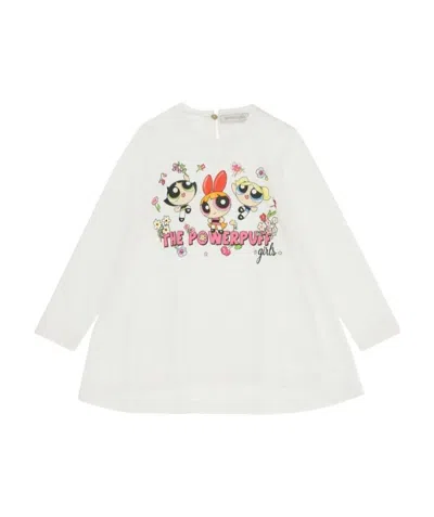 Monnalisa Kids' Powderpuff Girls-motif Cotton T-shirt In White