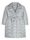 Monnalisa Press-stud Belted Quilted Coat In Grey