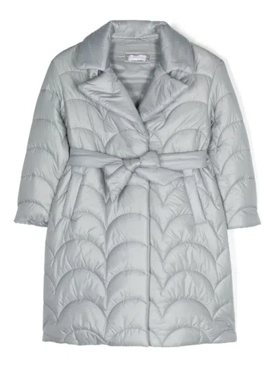 Monnalisa Kids' Press-stud Belted Quilted Coat In Grey