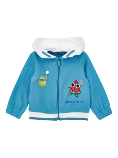 Monnalisa Babies' Print Zipped Hoodie In Blue